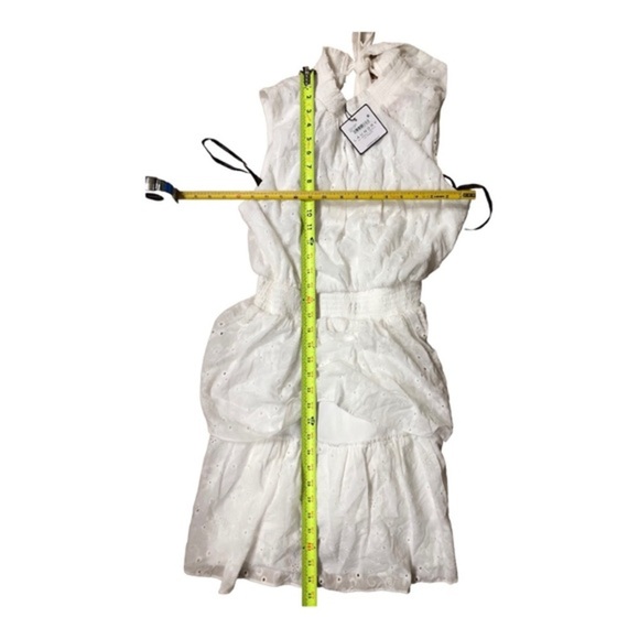 Laundry white eyelet elastic waist tiered neck tie sleeveless dress size 2 new - Picture 12 of 16